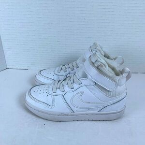 Nike Air Jordan 1 Mid Trainers PS Kids Sneakers Leather Triple White 11C  (S500)